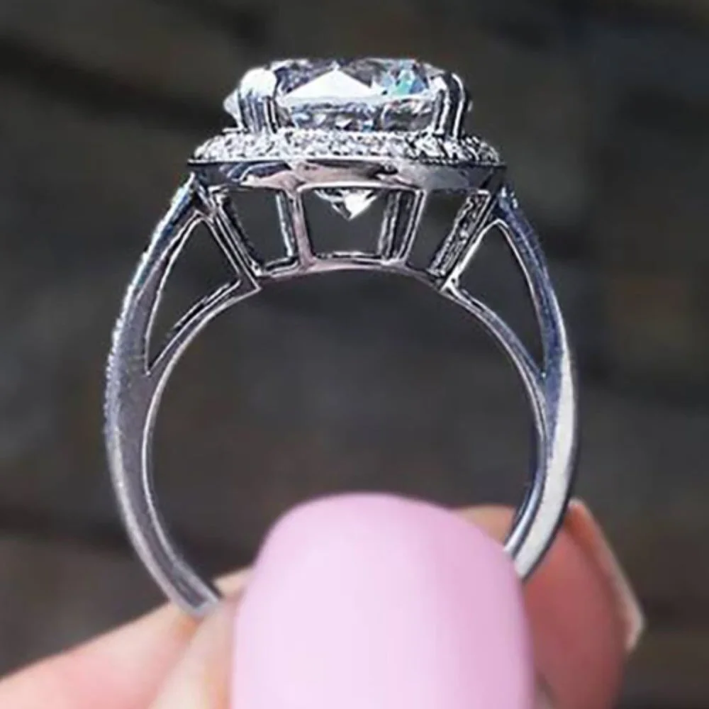 😍PURE BIG DAINTY MACRO PAVE 925 SILVER PLATED BEAUTIFUL RING FOR WOMEN, L041